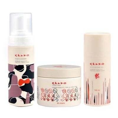 KNSPO The Essential Pack - Korean Skincare Set with Face Wash, Toner for Face and Face Moisturizer - Suitable for All Skin Types - 3 pc