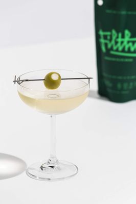 Filthy Olive Brine, Premium Cocktail Mixer, Filtered for Dirty Martinis, Olive Juice for Cocktails Made from Naturally Cured Olives, Non-Alcoholic, Non-GMO, Gluten Free, 8 Oz Pouch, 2 Pack