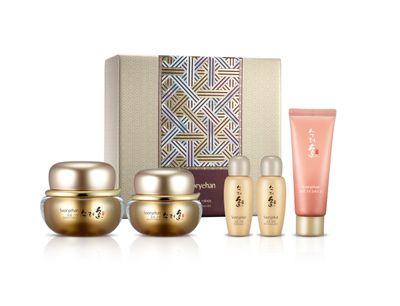 Sooryehan Boyun Luxury Korean Skin Care Gift Set (5.24 fl oz) - Red Ginseng Toner, Emulsion, Cleansing Foam &amp; Moisturizer Cream by LG Beauty