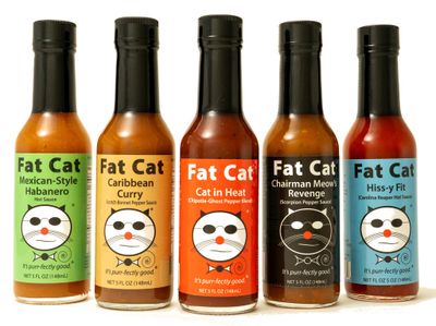 Heat Lovers Natural Hot Sauce Variety Pack by Fat Cat Gourmet Habanero Scotch Bonnet Ghost Scorpion Carolina Reaper Sampler Gift Set Gluten Free Vegan Keto Friendly (5 Bottles)