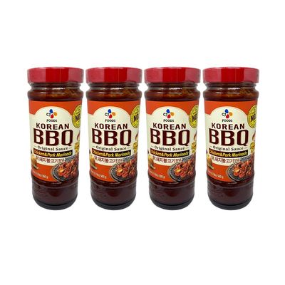 CJ Korean BBQ Chicken &amp; Pork Marinade Sauce (Hot &amp; Spicy) 17.63oz (4 Pack)