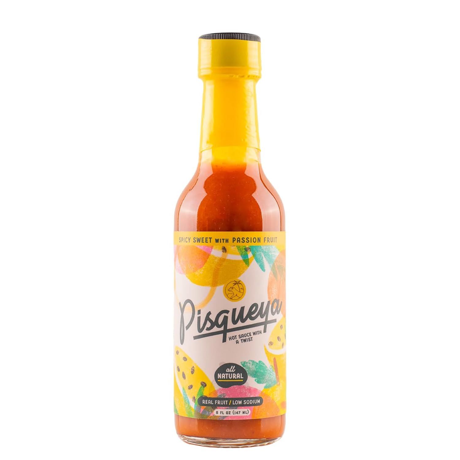 Spicy Sweet Passion Fruit by Pisqueya, Mild Heat Hot Sauce With Flavors of Passion Fruit, Chili Peppers &amp; Garlic, Made With All Natural Ingredients, 5 fl oz Bottle (1-Pack)