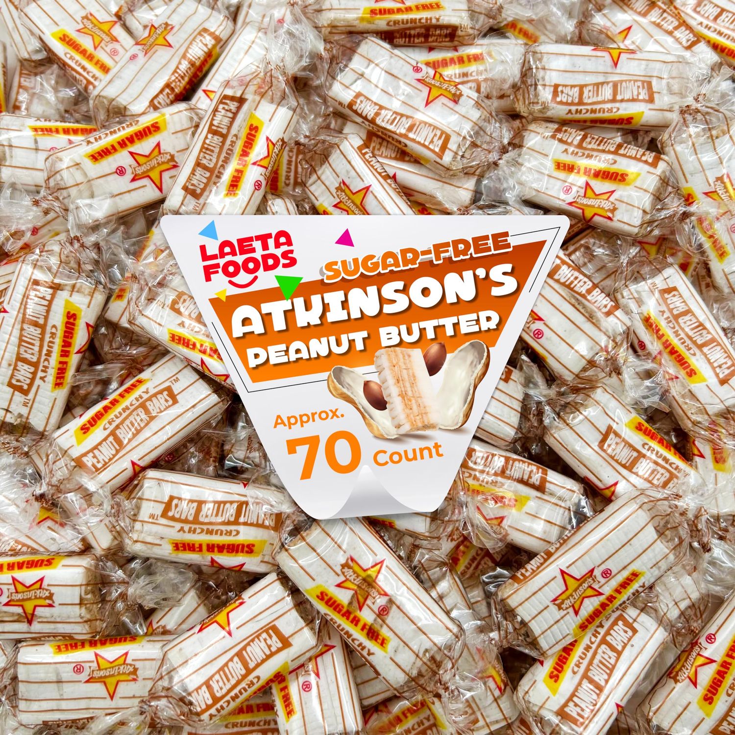 Atkinson&#39;s Sugar-Free Peanut Butter Candy Bars (1 Pound Bag - Approx. 70 Count)