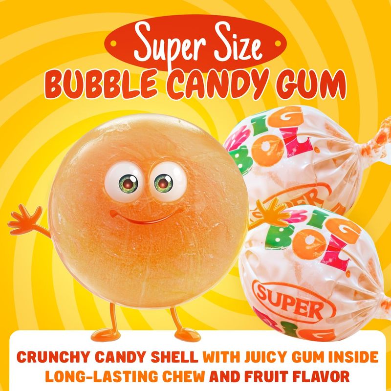 BIG BOL Bubble Candy Gum 14 oz - SUPER SIZE, Bulk Bag, Fruit Flavored, Nostalgic Gum, Individually Wrapped, Dual Taste &amp; Texture (31 Pieces)