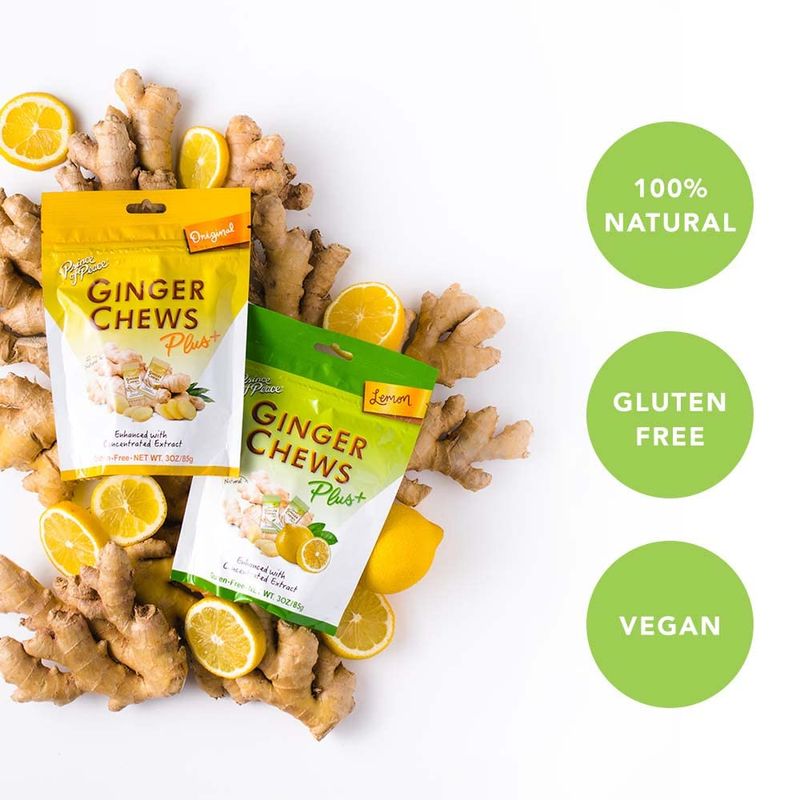 Prince of Peace Ginger Chew Plus with Lemon, 3 oz. Bag - Digestive Aid, Relief, Healthy Candy, Stomach Aid