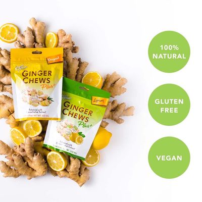 Prince of Peace Ginger Chew Plus with Lemon, 3 oz. Bag - Digestive Aid, Relief, Healthy Candy, Stomach Aid