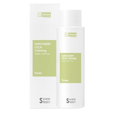 SWEETEEN Tart Cherry CICA Calming Toner, Korean Skincare, Vegan Beauty, Eve Vegan Certified, Eco-Friendly, Vegan Facial Toner, Multi-Active Toner, Soothing &amp; Peeling Toner, 5.07 Fl.Oz.