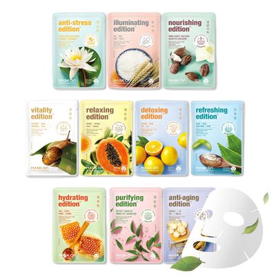 MASK ON Korean Moisturizing Face Masks Skincare (10 PACK) - Hydrating &amp; Anti-aging Daily Care Facial Mask Bulk for All Skin Type with 10 Natural Ingredients - Great for Self care &amp; Gift Box