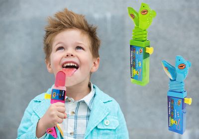The Dreidel Company Chomp Sour Candy Lollipops, Three Flavors Green Apple, Blue Raspberry, Strawberry, Kosher Certified Parve, Net Wt. 0.60oz Per Pop (Froggy Chomp, 3-Pack)