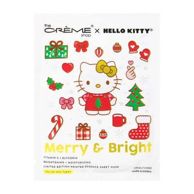 The Crme Shop x Hello Kitty Merry &amp; Bright Printed Essence Sheet Mask Korean Sheet Mask Holiday Gifts for Women Stocking Stuffers (3 Pack)