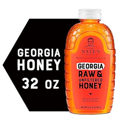 Nate&#39;s Georgia 100% Pure, Raw &amp; Unfiltered Honey, 32 oz. Squeeze Bottle - All-natural Sweetener