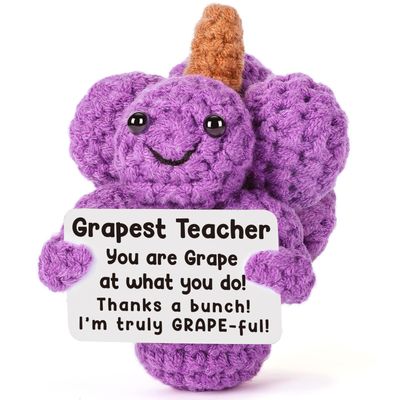 Teacher Appreciation Gift, Mini Handmade Crochet Grapes, Funny Sentimental Gift for Teacher, Daycare, Mentor, Principal, Best for Christmas, Valentines, Birthday, Easter, Thank You Helping Me Grow