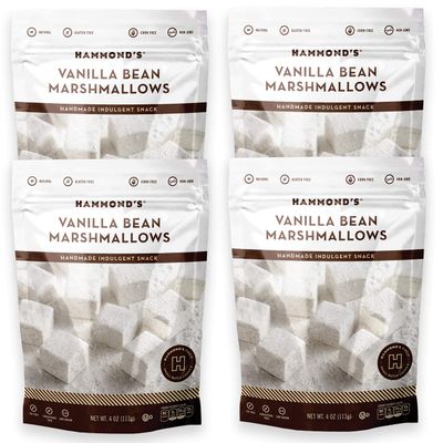 Hammonds Candies Gourmet Marshmallows - Vanilla Bean Great for Snacking, Hot Chocolate, Smores, Baking Gluten-Free, Kosher, Handcrafted in the USA 4 Pack