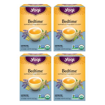 Yogi Tea Bedtime Tea - 16 Tea Bags per Pack (4 Packs) - Chamomile &amp; Passionflower Herbal Tea Blend - Tea to Support a Good Night&#39;s Sleep - Includes Lavender, Licorice Root, Spearmint &amp; Cardamom