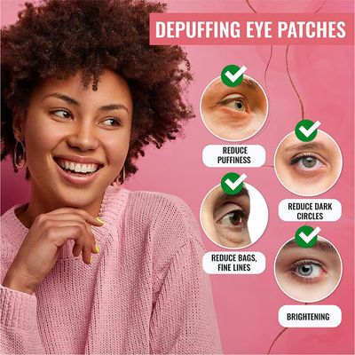 LOOKATME Korean Eye Mask for Dark Circles and Puffiness, Hydrogel Eye Patch for Eye Bags with Rose Gold (60pcs x 2pk), Eye Masks for Puffy Eyes, Hyaluronic Acid and Collagen, Premium Eye Gel Pads