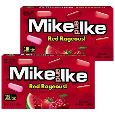 Mike and Ike Candy Red Rageous Flavor, 2 Pack of Movie Theater Candy Boxes 4.25OZ Each, Ideal Mike and Ike Candy for Your Favorite Films, Perfect Theater Box Candy for Sharing with Friends