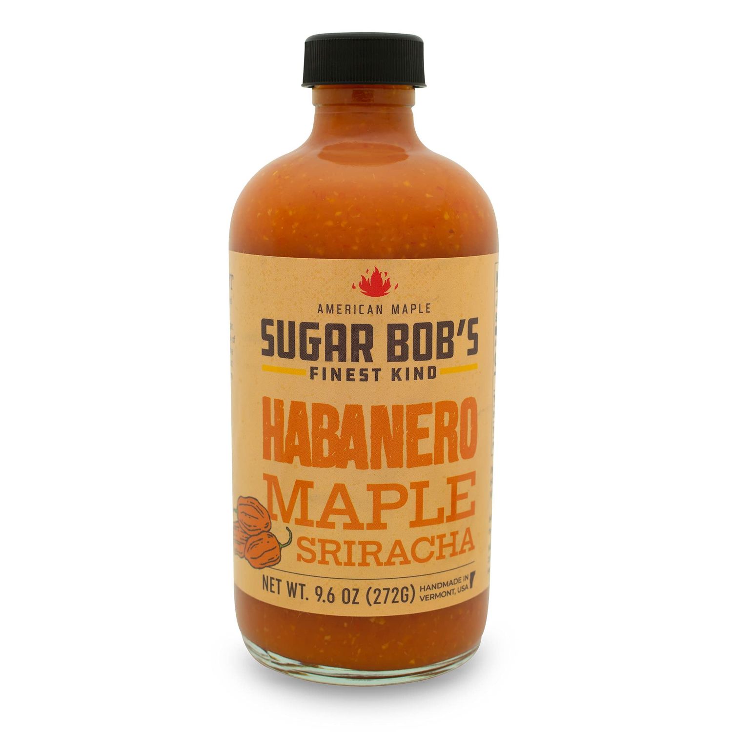 Sugar Bob&#39;s Finest Kind, Habanero Maple Sriracha Hot Sauce, Very Hot Sauce with Garlic, Bell and Habanero Peppers, Net Weight 9.6 oz