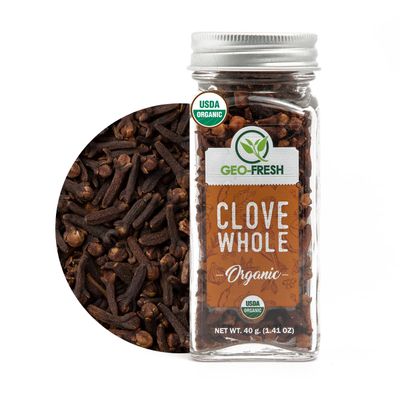 Geo-Fresh Cloves Whole Organic - 1.41 oz (40g) - Whole Cloves - Organic Cloves - USDA Certified - Non-GMO - Kosher - Gluten Free - Whole Clove Spice for Cooking &amp; Baking - Product of India