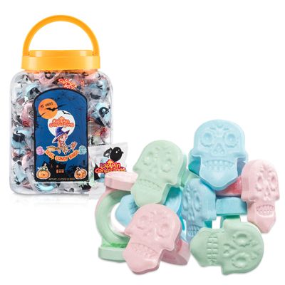 45 Sugar Skull Candy Rings, Novelty Halloween Candy, Day of the Dead Ring Lollipops, Individually Wrapped Skeleton Candy Rings, Bulk Tub by Captain Confections (Pack of 45 Rings)