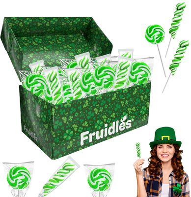 Fruidles St. Patrick's Day Swirl Variety Lollipops, Party Favor Box, Individually Wrapped 12-Pack