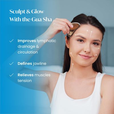 PLANTIFIQUE Stainless Steel Gua Sha Facial Tool Skin Massage for Face Body Eyes Neck Heart Style with Travel Pouch Skin Care Gift