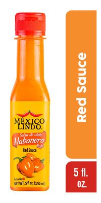 Mexico Lindo Red Habanero Hot Sauce Real Red Habanero Chili Pepper 78,200 Scoville Level Enjoy with Mexican Food, Seafood & Pasta 5 Fl Oz Bottles (Pack of 3)