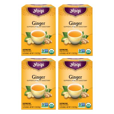 Yogi Tea Ginger - 16 Bags per Pack (4 Packs) - Organic Digestive Support Tea - Includes Ginger Root, Lemongrass, Licorice Root, Peppermint Leaf &amp; Black Pepper