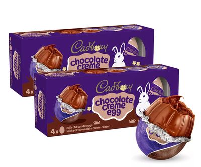 Cadbry Chocolate Creme Eggs Easter Candy 2 Pack - MilkChocolate With Soft Chocolate Creme Center For Easter Basket Stuffers, Gift Bags, Egg Hunt Sweets &amp; Treats - 8 Eggs