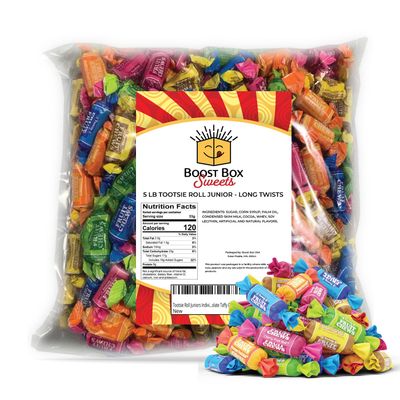 Tootsie Roll Fruit Chews Candy Sour Tootsie Rolls Candy Sour Chews Individually Wrapped (5 Pound)