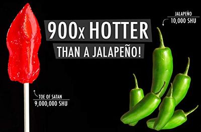 Flamethrower Candy Co Toe of Satan Lollipop One Pack Carolina Reaper Spicy Challenge