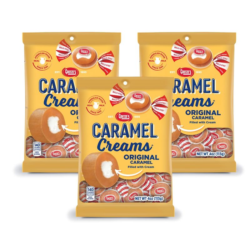Goetze's Candy Vanilla Caramel Creams - 4 Ounce Bags - 3 Pack - Fresh from the Factory