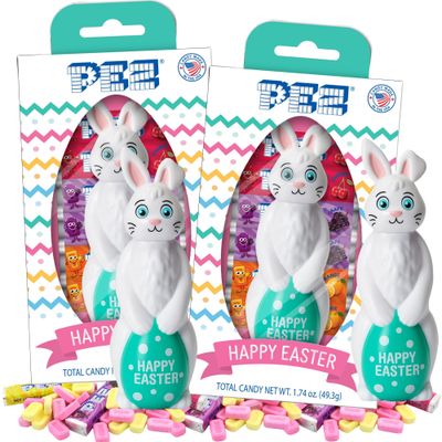 Sweetzo 2025 Happy Easter Bunny Dispenser with Refill Rolls, Basket Fillers, Collectible Keepsake, (Pack of 2)