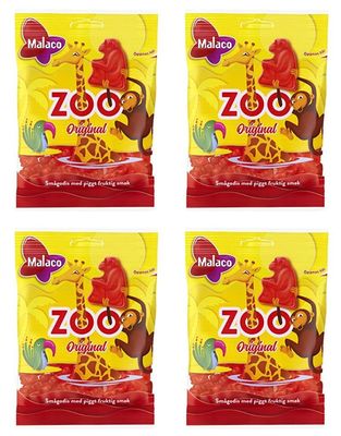 Malaco Zoo Original Fruit Taste Chewy Gummy 4 packs of 80g