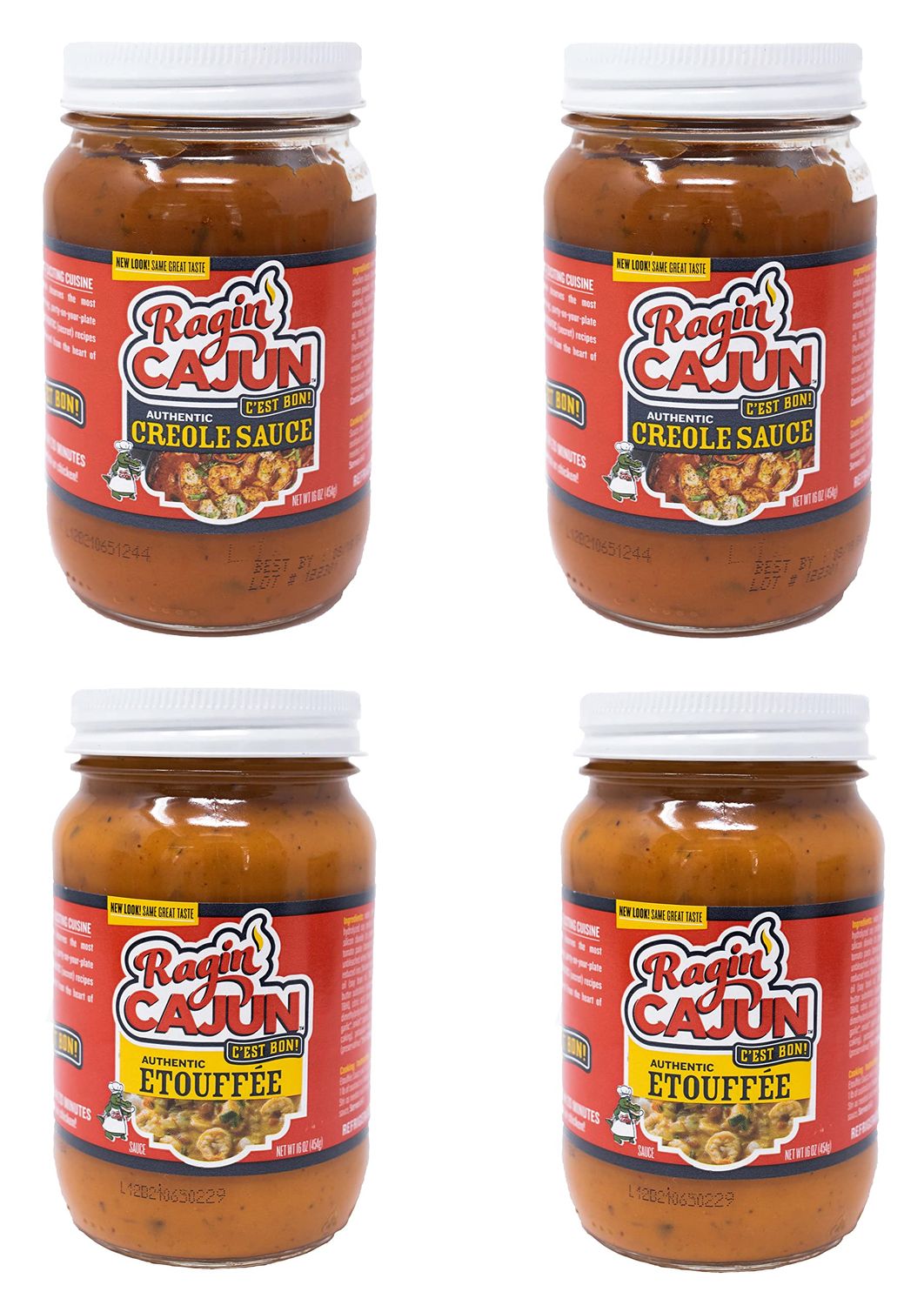 Etouffe Sauce (2) &amp; Creole Sauce (2) Fully Cooked Sauces Variety Pack 16 oz Ragin&#39; Cajun