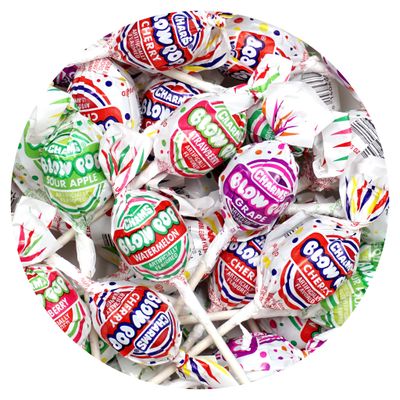 Charms Blow Pops, 3lb Bulk Bag (Approx 68), Assorted Fruit Flavored Bubble Gum Filled Lollipops, Individually Wrapped Bulk Hard Candy, The Hampton Popcorn &amp; Candy Company