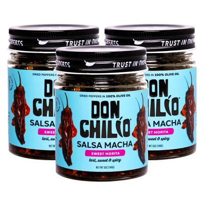 Don Chilio Sweet Heat Salsa Macha Chili Oil, 5 oz., 3 Pack - Ancho &amp; Morita Dried Chili Peppers - Delicious Mexican Chili Oil in 100% Oil, Keto-Friendly, All-Natural, Vegan Salsa Macha, Gluten Free