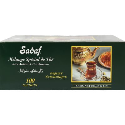 Sadaf Cardamom Tea Bags Special Blend Cardamom Ceylon Black Tea Quicktea Product harvested in Sri Lanka 100 bags (Pack of 1)