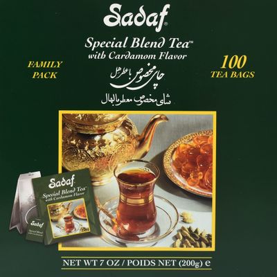 Sadaf Cardamom Tea Bags Special Blend Cardamom Ceylon Black Tea Quicktea Product harvested in Sri Lanka 100 bags (Pack of 1)