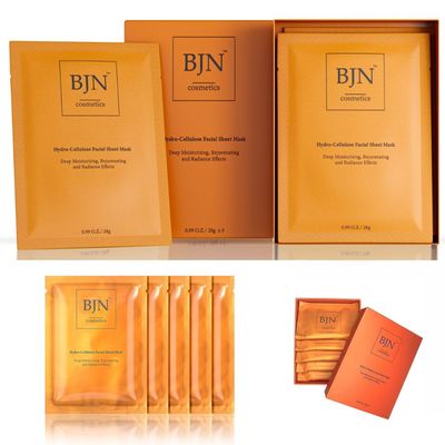 BJN Cosmetics Luxury (5pack) Hydro Cellulose Lotion Facial Sheet Masks for Skin Care &amp; Beauty - Natural Ingredients for Deep Hydration, Moisturizing, Rejuvenation, and Radiance