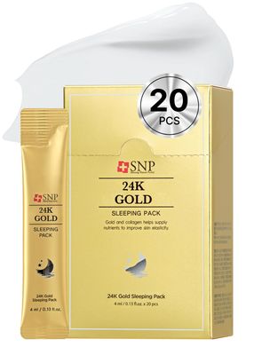 K Beauty Snp Overnight 24K Gold Night Cream with Collagen Travel Size Individual Packaging Hydrating and Nourishing for All Skin Types Korean Face Skincare Self Care Facial Skin 20 Pack