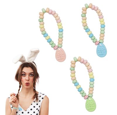 Fruidles Easter Egg Candy Bracelet, Multicolor Fruit-Flavored Chewables for Party Favors (24-Pack)