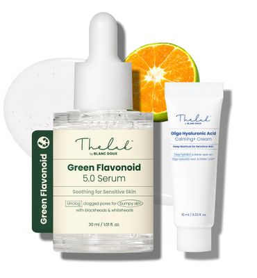 The Lab Soothing Pore Minimizer Treatment Facial Serum for Sensitive Acne-Prone Face Skin Korean Beauty - Green Flavonoid 5.0 Serum By Blanc Doux