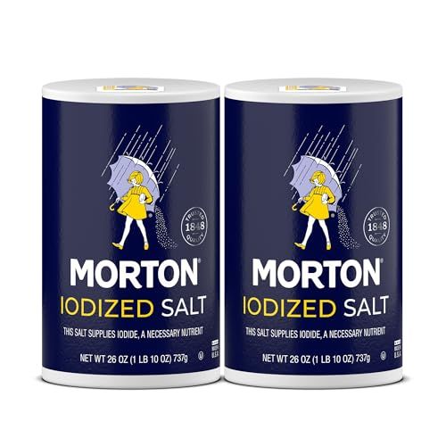 Morton Iodized Salt, All-Purpose, Ideal for Cooking &amp; Table Use, (26 oz), 2-Pack