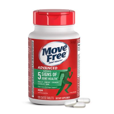 Move Free Advanced Glucosamine Chondroitin MSM Joint Support Supplement, Supports Mobility Comfort Strength Flexibility &amp; Bone - 120 Tablets (40 servings)