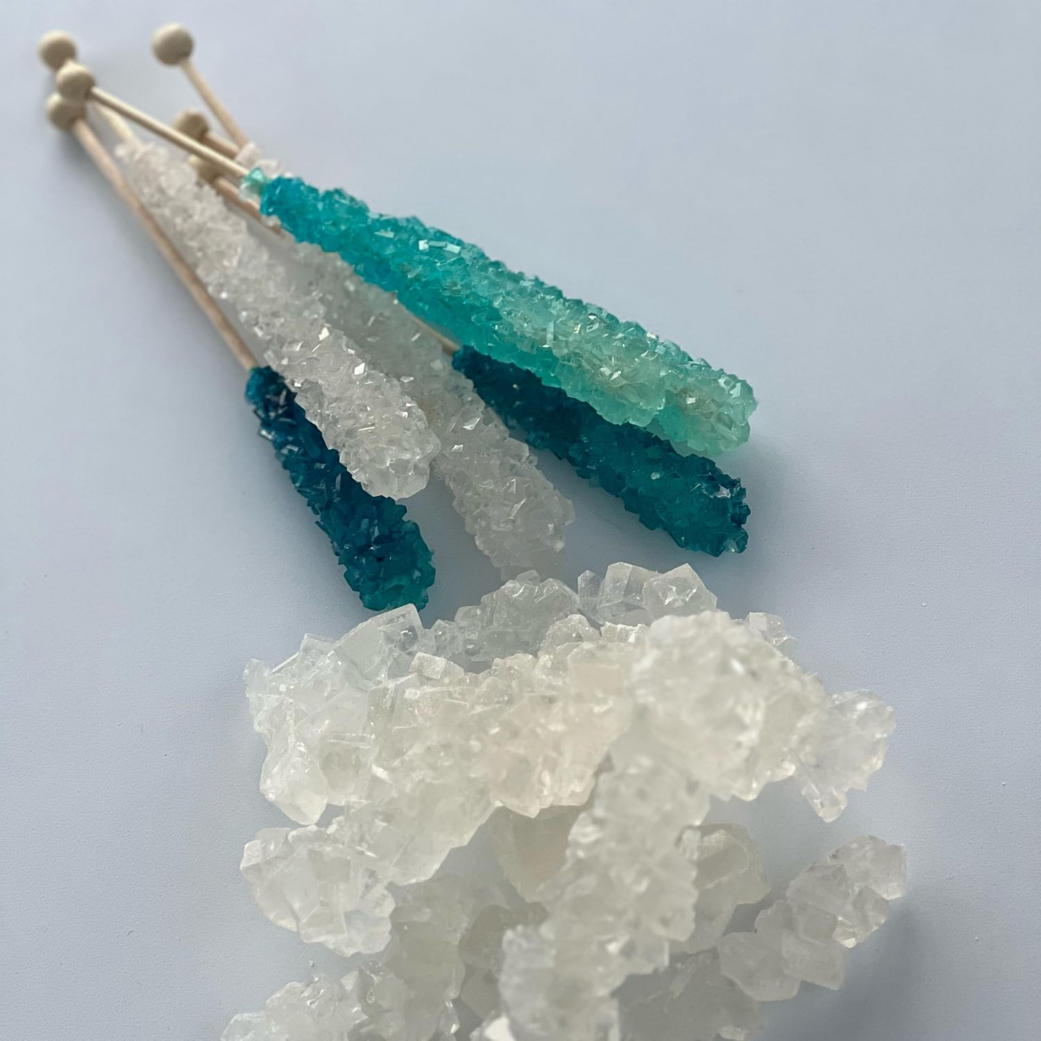 Classic Rock Candy Sticks Individually wrapped, by SweetNest Candy (18 Count, Frozen Ice (Blue, Light Blue &amp; White))