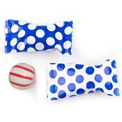 Polka Dot PEPPERMINT 100ct - Individually Wrapped - Soft &amp; Savory (Blue)