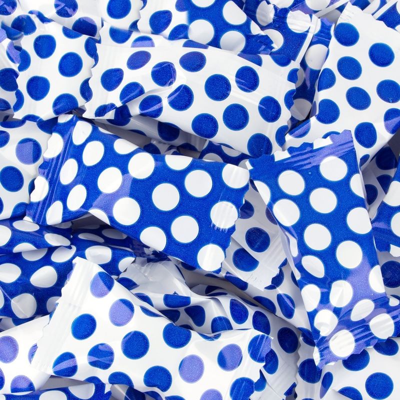Polka Dot PEPPERMINT 100ct - Individually Wrapped - Soft &amp; Savory (Blue)