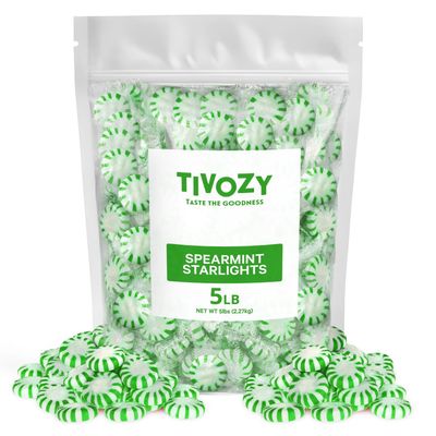 Starlight Spearmint Individually Wrapped Candy, 5 Pound Bulk Pack, Sweets for On the Go Refreshment, Starlight Mints Bulk Candy.