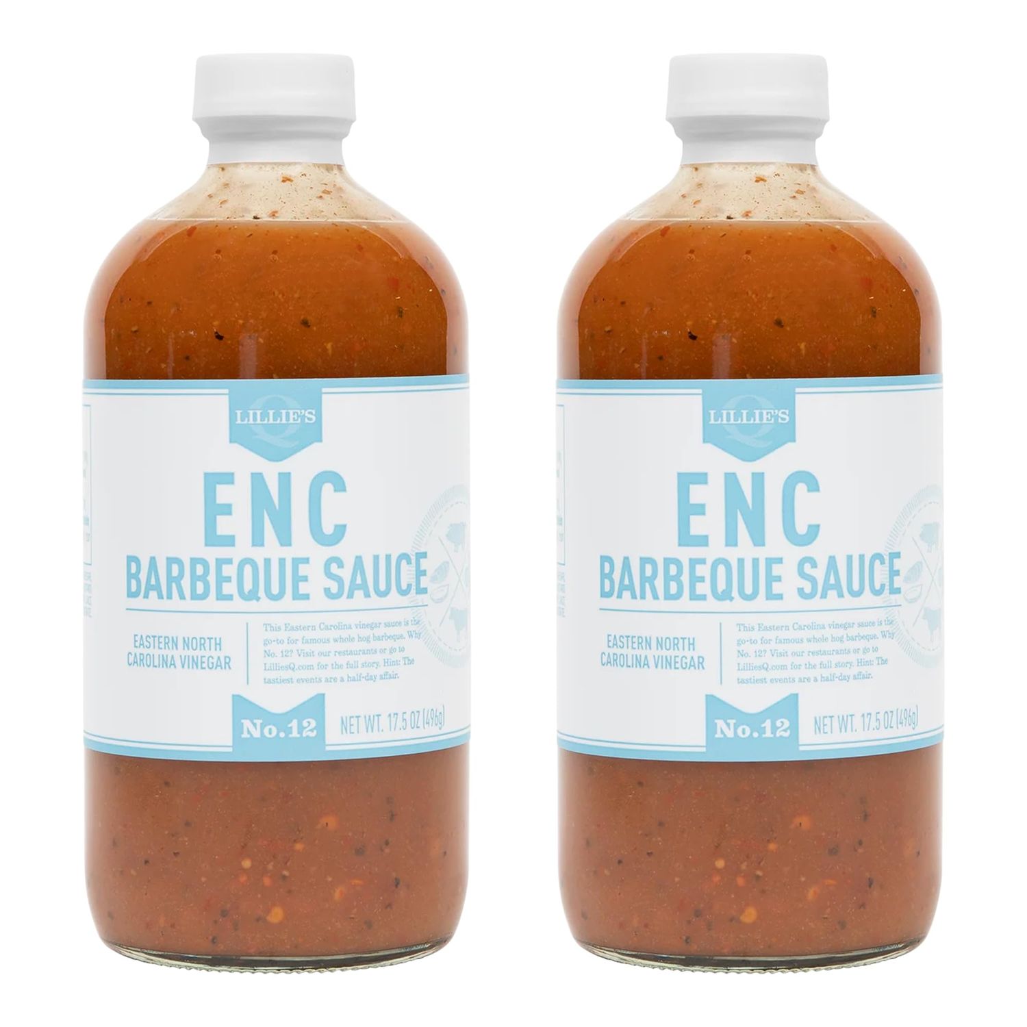 Lillie&#39;s Q - ENC Barbeque Sauce, Gourmet BBQ, Spicy Vinegar BBQ, Premium Ingredients, Made with Gluten-Free Ingredients (17.5 oz, 2-Pack)