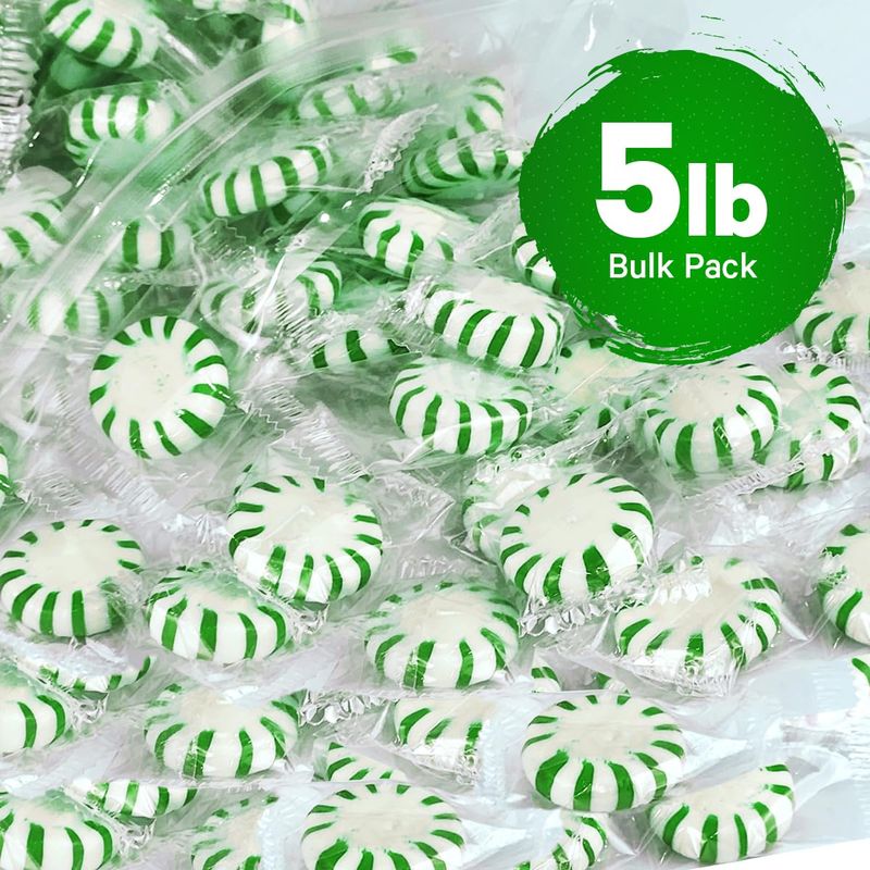 Starlight Spearmint Individually Wrapped Candy, 5 Pound Bulk Pack, Sweets for On the Go Refreshment, Starlight Mints Bulk Candy.